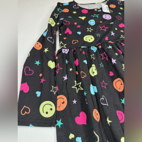 NWT THE CHILDREN'S PLACE‎ Girls' Black Long Sleeve Rainbow Icon Everyday Dress L - Picture 4 of 8